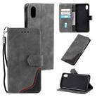 For iPhone X / XS Three-color Stitching Calf Texture Horizontal Flip Leather Case with Holder & Card Slots & Wallet(Grey) - 1