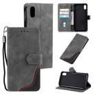 For iPhone XR Three-color Stitching Calf Texture Horizontal Flip Leather Case with Holder & Card Slots & Wallet(Grey) - 1