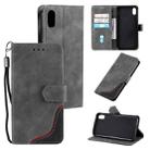 For iPhone XS Max Three-color Stitching Calf Texture Horizontal Flip Leather Case with Holder & Card Slots & Wallet(Grey) - 1