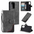 For Xiaomi Redmi K40 Three-color Stitching Calf Texture Horizontal Flip Leather Case with Holder & Card Slots & Wallet(Grey) - 1