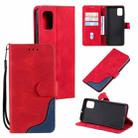 For Xiaomi Redmi Note 10 4G Three-color Stitching Calf Texture Horizontal Flip Leather Case with Holder & Card Slots & Wallet(Red) - 1