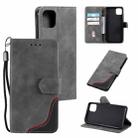 For Xiaomi Mi 11 Lite Three-color Stitching Calf Texture Horizontal Flip Leather Case with Holder & Card Slots & Wallet(Grey) - 1