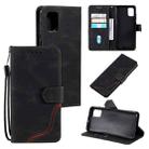 For Xiaomi Mi 10 Lite Three-color Stitching Calf Texture Horizontal Flip Leather Case with Holder & Card Slots & Wallet(Black) - 1