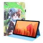 For Samsung Galaxy Tab A7 10.4 2020 SM-T500 / SM-T505 Animal Pattern Horizontal Flip Leather Case with Holder & Card Slots & Photo Frame & Sleep / Wake-up Function(Bib Kitten) - 1