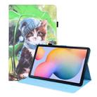 For Samsung Galaxy Tab S6 Lite SM-P610 / SM-P615 Animal Pattern Horizontal Flip Leather Case with Holder & Card Slots & Photo Frame & Sleep / Wake-up Function(Bib Kitten) - 1