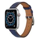 A Style Leather Watch Band Watch Band For Apple Watch Ultra 49mm / Series 8&7 45mm / SE 2&6&SE&5&4 44mm / 3&2&1 42mm(Blue) - 1