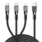 JOYROOM S-1335K4 1.3m 3.5A 3 in 1 USB to 8 Pin + USB-C / Type-C + Micro USB Remarkable Series Nylon Braid Charging Data Cable(Black) - 1