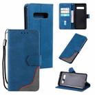 For Samsung Galaxy S10 Three-color Stitching Calf Texture Horizontal Flip Leather Case with Holder & Card Slots & Wallet(Blue) - 1