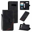 For Samsung Galaxy S10e Three-color Stitching Calf Texture Horizontal Flip Leather Case with Holder & Card Slots & Wallet(Black) - 1