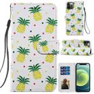 For iPhone 12 Pro Max Painted Pattern Horizontal Flip Leather Case with Holder & Card Slots & Photo Frame(Pineapple) - 1