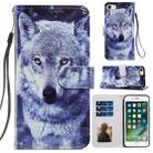 For iPhone SE 2022 / SE 2020 / 8 / 7 Painted Pattern Horizontal Flip Leather Case with Holder & Card Slots & Photo Frame(White Wolf) - 1