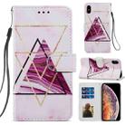 For iPhone X / XS Painted Pattern Horizontal Flip Leather Case with Holder & Card Slots & Photo Frame(Three-color Marble) - 1