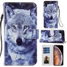 For iPhone X / XS Painted Pattern Horizontal Flip Leather Case with Holder & Card Slots & Photo Frame(White Wolf) - 1