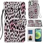 For iPhone 12 / 12 Pro Painted Pattern Horizontal Flip Leather Case with Holder & Card Slots & Photo Frame(Leopard) - 1