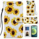 For iPhone 12 / 12 Pro Painted Pattern Horizontal Flip Leather Case with Holder & Card Slots & Photo Frame(Sunflower) - 1