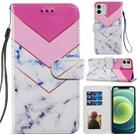 For iPhone 12 / 12 Pro Painted Pattern Horizontal Flip Leather Case with Holder & Card Slots & Photo Frame(Smoke Marble) - 1