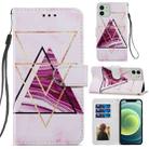 For iPhone 12 / 12 Pro Painted Pattern Horizontal Flip Leather Case with Holder & Card Slots & Photo Frame(Three-color Marble) - 1