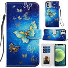 For iPhone 12 / 12 Pro Painted Pattern Horizontal Flip Leather Case with Holder & Card Slots & Photo Frame(Phnom Penh Butterfly) - 1