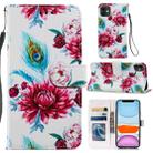 Painted Pattern Horizontal Flip Leather Case with Holder & Card Slots & Photo Frame For iPhone 11(Peacock Flower) - 1