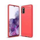 For Samsung Galaxy A02s US Version Brushed Texture Carbon Fiber TPU Case(Red) - 1