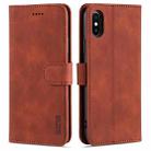 For iPhone X / XS AZNS Skin Feel Calf Texture Horizontal Flip Leather Case with Card Slots & Holder & Wallet(Brown) - 1