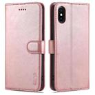 For iPhone X / XS AZNS Skin Feel Calf Texture Horizontal Flip Leather Case with Card Slots & Holder & Wallet(Rose Gold) - 1
