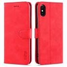 For iPhone X / XS AZNS Skin Feel Calf Texture Horizontal Flip Leather Case with Card Slots & Holder & Wallet(Red) - 1