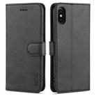 For iPhone X / XS AZNS Skin Feel Calf Texture Horizontal Flip Leather Case with Card Slots & Holder & Wallet(Black) - 1