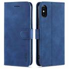 For iPhone X / XS AZNS Skin Feel Calf Texture Horizontal Flip Leather Case with Card Slots & Holder & Wallet(Blue) - 1