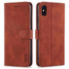 For iPhone XS Max AZNS Skin Feel Calf Texture Horizontal Flip Leather Case with Card Slots & Holder & Wallet(Brown) - 1