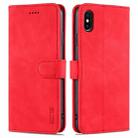 For iPhone XS Max AZNS Skin Feel Calf Texture Horizontal Flip Leather Case with Card Slots & Holder & Wallet(Red) - 1