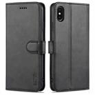 For iPhone XS Max AZNS Skin Feel Calf Texture Horizontal Flip Leather Case with Card Slots & Holder & Wallet(Black) - 1