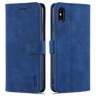 For iPhone XS Max AZNS Skin Feel Calf Texture Horizontal Flip Leather Case with Card Slots & Holder & Wallet(Blue) - 1