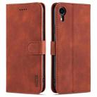For iPhone XR AZNS Skin Feel Calf Texture Horizontal Flip Leather Case with Card Slots & Holder & Wallet(Brown) - 1