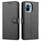 For Xiaomi Mi 11 AZNS Skin Feel Calf Texture Horizontal Flip Leather Case with Card Slots & Holder & Wallet(Black) - 1