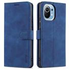 For Xiaomi Mi 11 AZNS Skin Feel Calf Texture Horizontal Flip Leather Case with Card Slots & Holder & Wallet(Blue) - 1