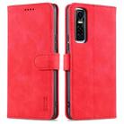 For vivo Y73s / S7e AZNS Skin Feel Calf Texture Horizontal Flip Leather Case with Card Slots & Holder & Wallet(Red) - 1