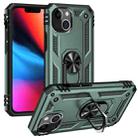 For iPhone 13 mini Shockproof TPU + PC Protective Case with 360 Degree Rotating Holder (Dark Green) - 1