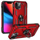 For iPhone 13 Shockproof TPU + PC Protective Case with 360 Degree Rotating Holder(Red) - 1