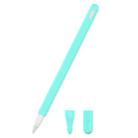 3 in 1 Pure Color Silicone Stylus Pen Protective Case Set for Apple Pencil 2(Mint Green) - 1