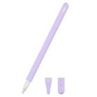 3 in 1 Pure Color Silicone Stylus Pen Protective Case Set for Apple Pencil 2(Light Purple) - 1