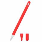 3 in 1 Pure Color Silicone Stylus Pen Protective Case Set for Apple Pencil 2(Red) - 1