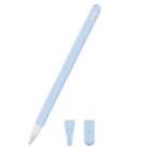 3 in 1 Pure Color Silicone Stylus Pen Protective Case Set for Apple Pencil 2(Sky Blue) - 1