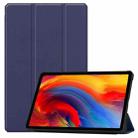 For Lenovo Pad Plus 11 2021 Custer Pattern Pure Color TPU Smart Tablet Holster with Sleep Function & 3-Fold Holder(Dark Blue) - 1