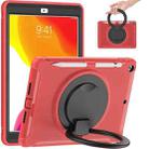 For iPad 10.2 2021 / 2020 / 2019 Shockproof TPU + PC Protective Case with 360 Degree Rotation Foldable Handle Grip Holder & Pen Slot(Red) - 1