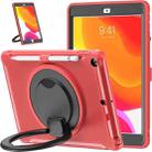 For iPad 10.2 2021 / 2020 / 2019 Shockproof TPU + PC Protective Case with 360 Degree Rotation Foldable Handle Grip Holder & Pen Slot(Red) - 2