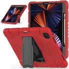 For iPad Pro 12.9 2022 / 2021 3-Layer Protection  Screen Frame + PC + Silicone Shockproof Combination Tablet Case with Holder(Red+Black) - 1