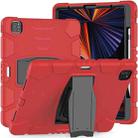 For iPad Pro 12.9 2022 / 2021 3-Layer Protection  Screen Frame + PC + Silicone Shockproof Combination Tablet Case with Holder(Red+Black) - 2