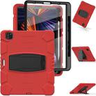 For iPad Pro 12.9 2022 / 2021 3-Layer Protection  Screen Frame + PC + Silicone Shockproof Combination Tablet Case with Holder(Red+Black) - 3