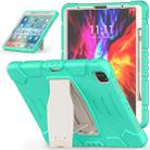 For iPad Pro 12.9 2020 3-Layer Protection  Screen Frame + PC + Silicone Shockproof Combination Tablet Case with Holder(Mint Green) - 1